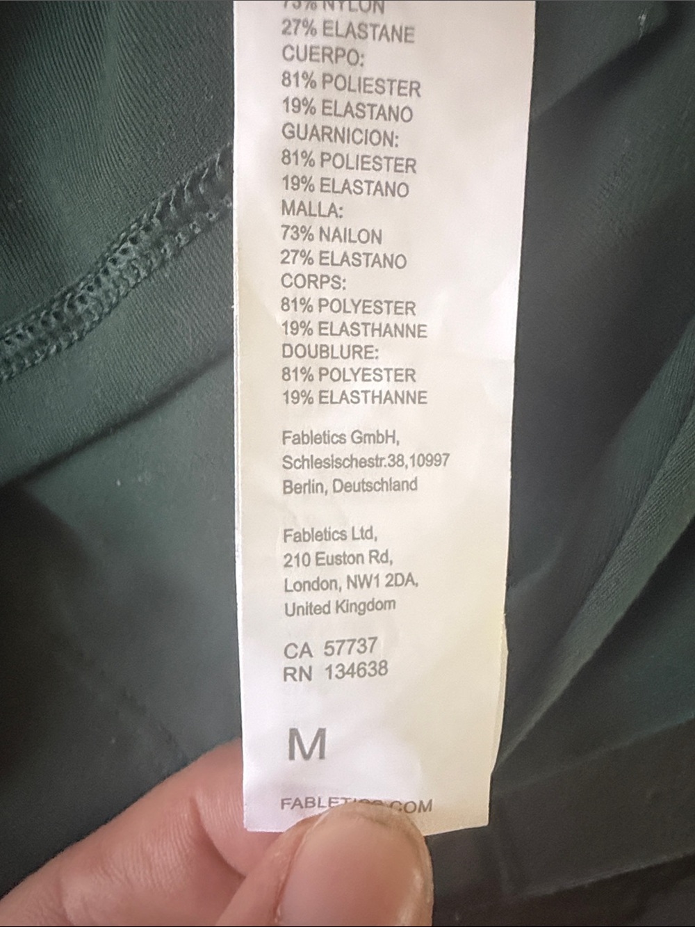 Fabletics Deep Green built in bra Racerback - Picture 3 of 4
